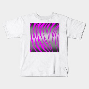 Silver Tiger Stripes Pink Kids T-Shirt